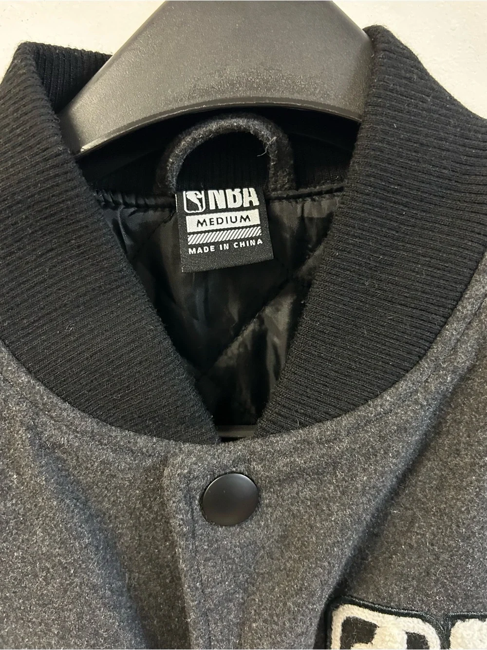 NBA Charcoal Gray Wool Body with Black Leather Sleeve Varsity Jacket